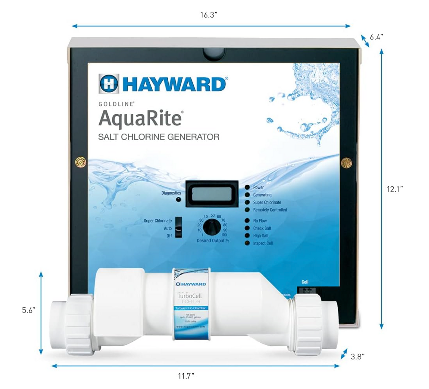 Hayward AquaRite® 900 Salt Chlorine Generator with Extended Life TurboCell 40K gal